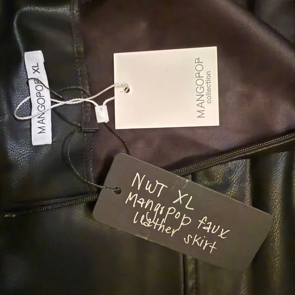NWT MANGOPOP Women's Basic High Waist Faux Leather Bodycon Mini Skirt sz XL